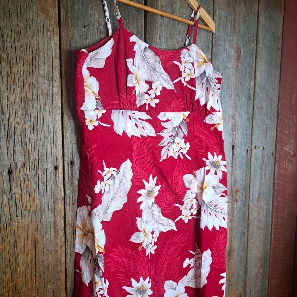 Aloha Retro Vintage Pacific Legend Hawaiian Floral Poplin Cotton Dress L USA